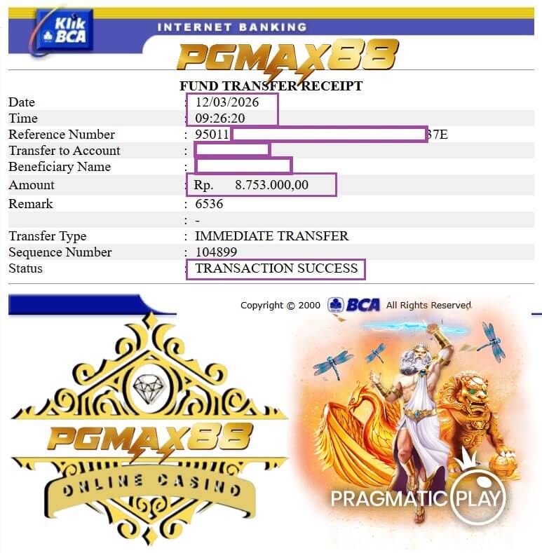 Bukti transfer kemenangan gue dari sesi malam itu