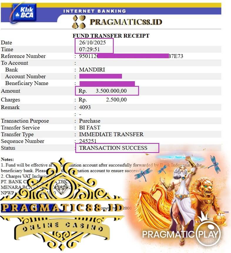 Bukti transfer kemenangan gue yang bikin senyum-senyum sendiri
