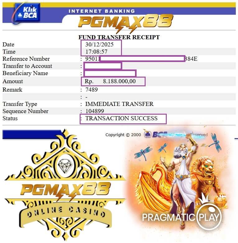 Bukti transfer kemenangan gue dari Live22