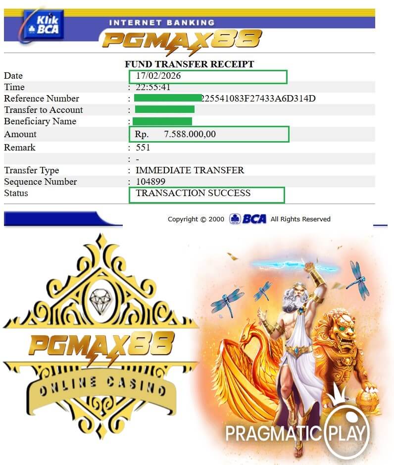 Bukti transfer kemenangan gue ke rival
