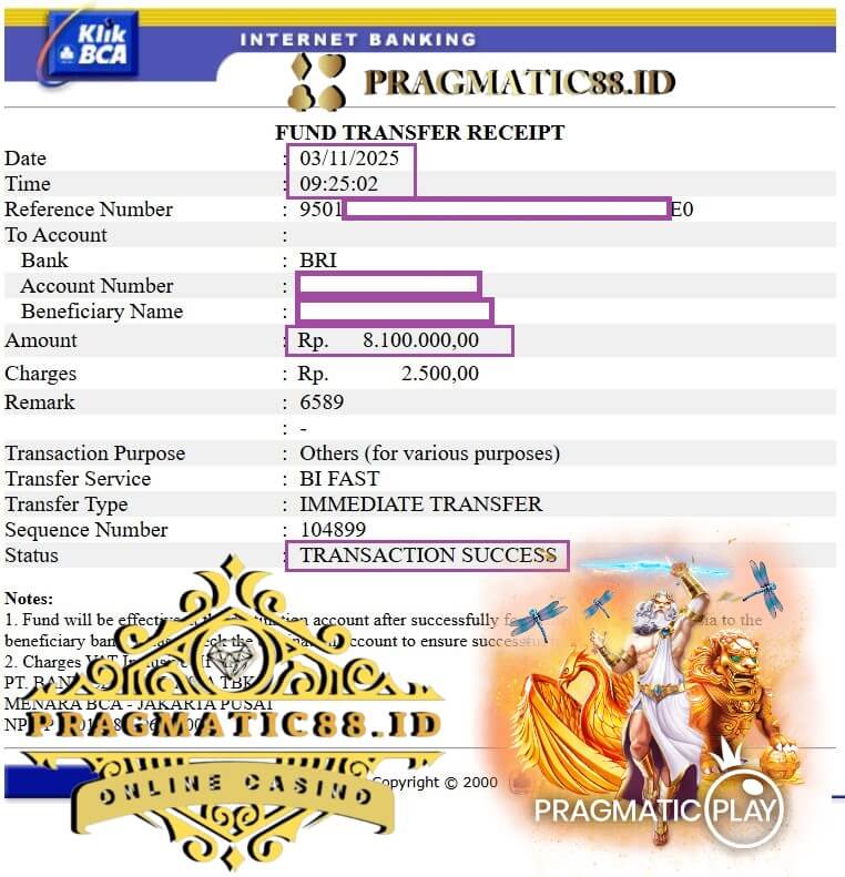 Bukti transfer kemenangan Pussy888 yang bikin senyum lebar