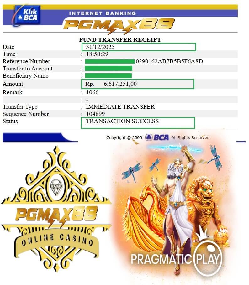 Bukti transfer jackpot malam itu, angka-angka itu bikin senyum lebar