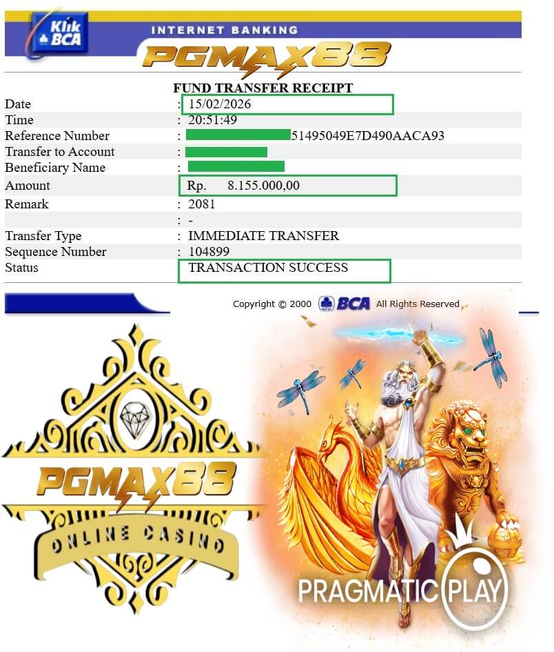 Bukti transfer kemenangan gue dari sesi malam itu