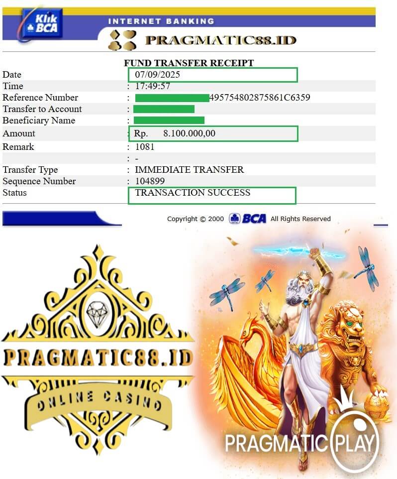 Bukti transfer kemenangan gue dari rival