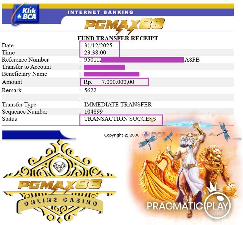 Slip transfer bank bukti kemenangan gue