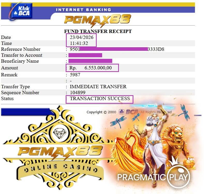 Slip transfer bank bukti pembayaran gila dari kemenangan Live22