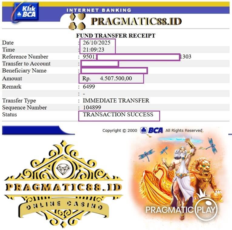 Bukti transfer kemenangan slot masa kecil