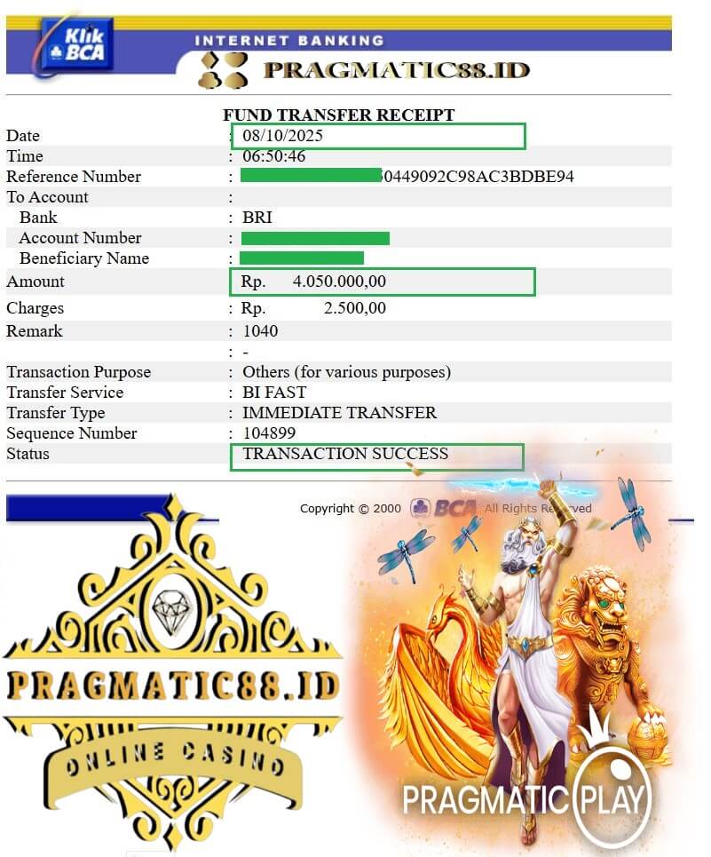 Bukti transfer kemenangan kartu jaman dulu