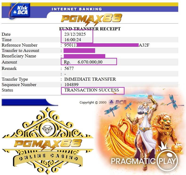 Slip transfer bank bukti kemenangan Live22 malam ini