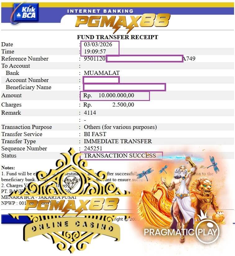 Bukti transfer kemenangan gue dari 918Kiss