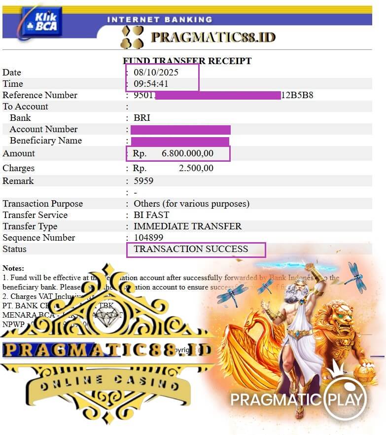 Bukti transfer kemenangan gue yang bikin merinding