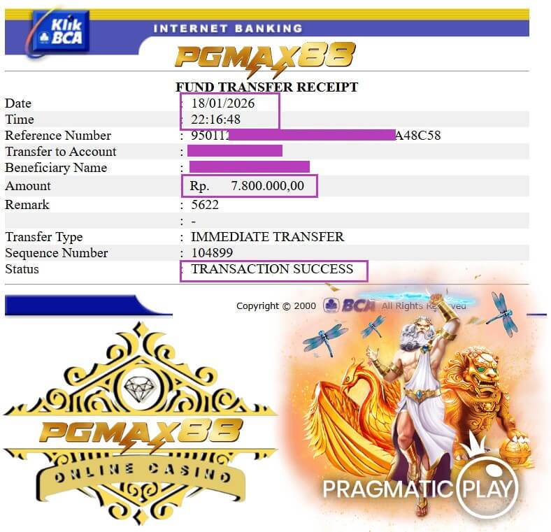 Bukti transfer jackpot slot, nominal gede banget