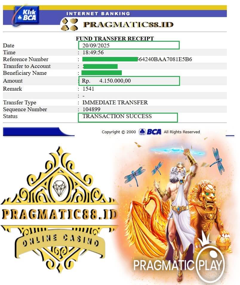 Slip transfer bank bukti kemenangan gue yang gila