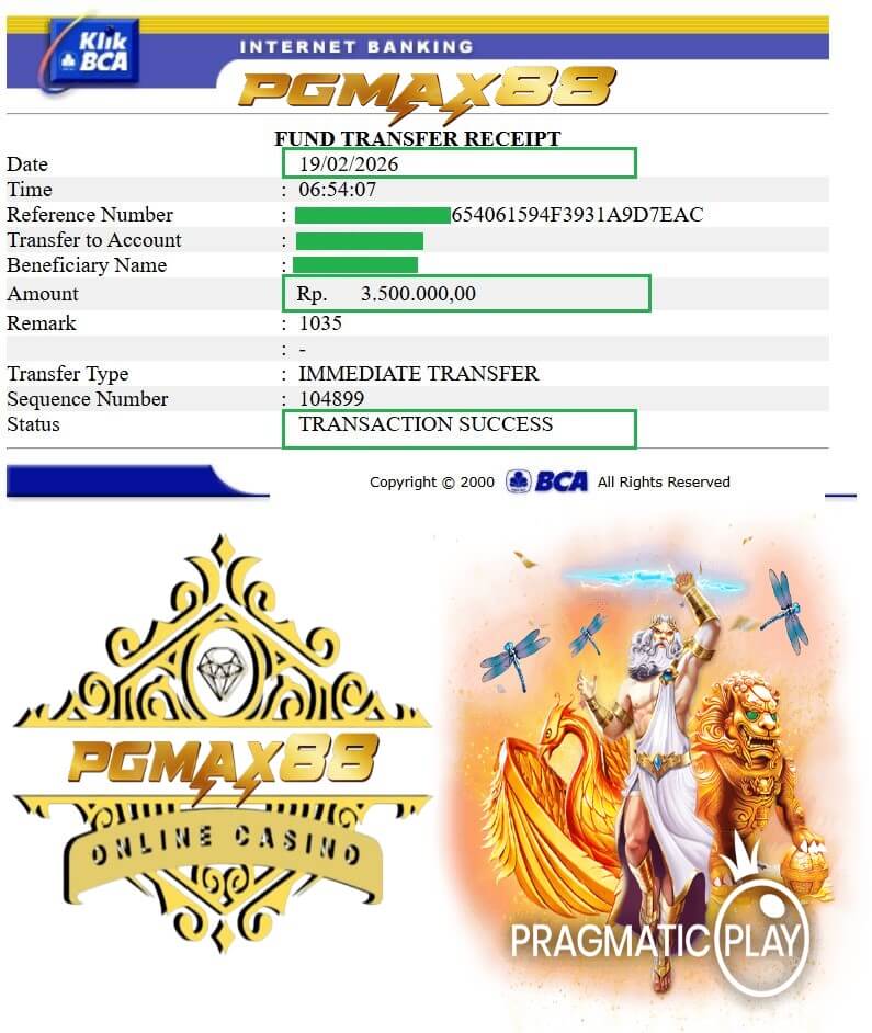 Bukti transfer kemenangan dari sesi grind subuh