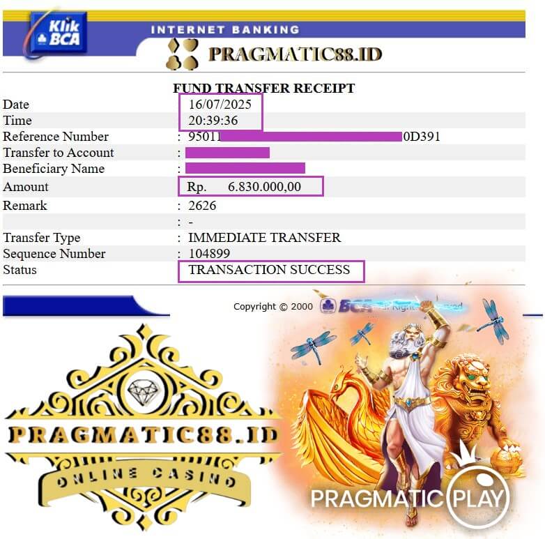 Bukti transfer jackpot gue