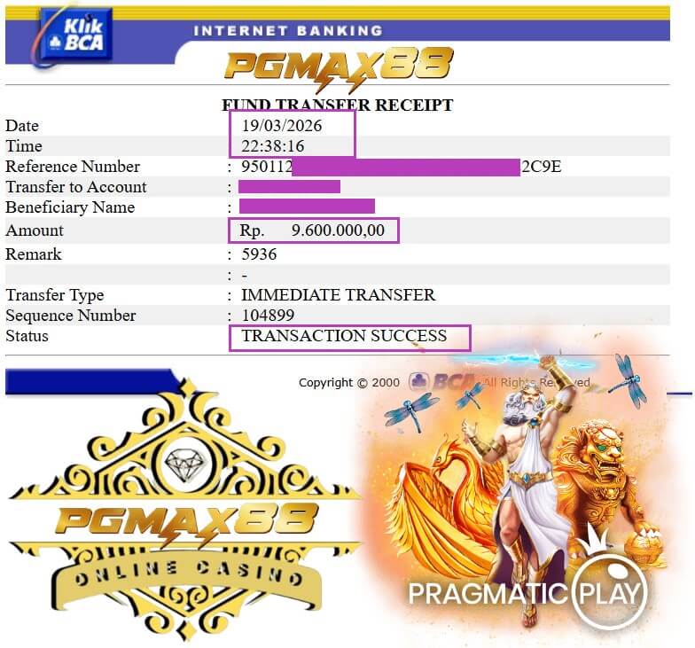 Bukti transfer kemenangan Live22 jam 3 pagi