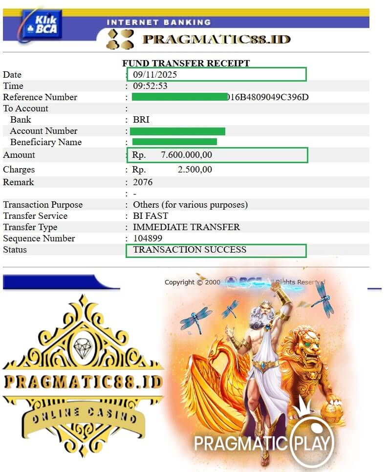Bukti transfer kemenangan gue dari LPE88