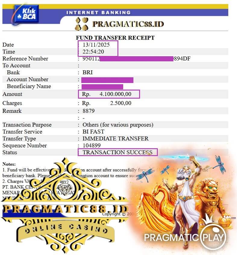 Bukti transfer kemenangan gue dari Joker123