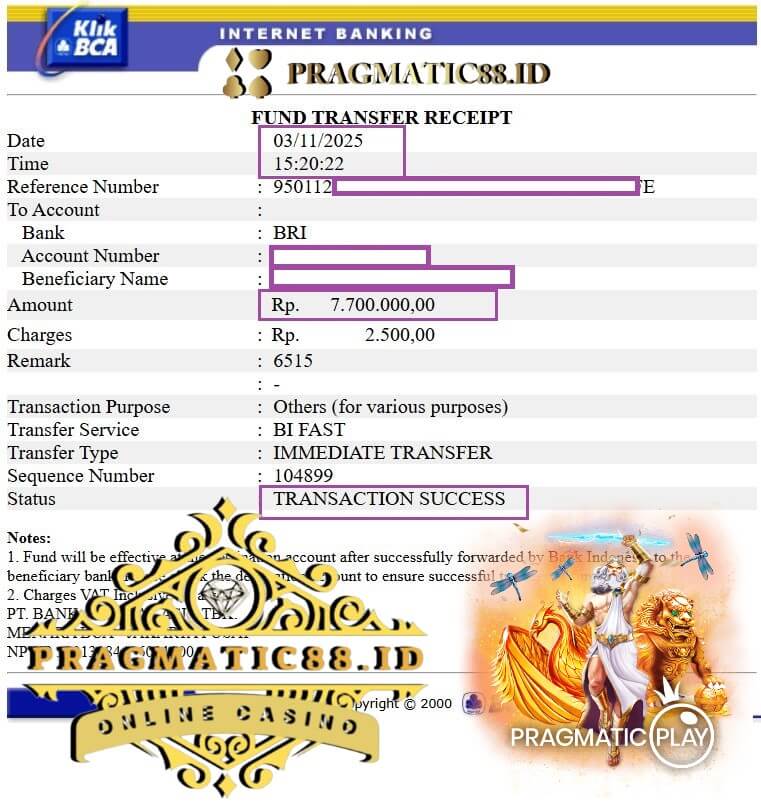 Bukti transfer kemenangan 918Kiss langsung masuk rekening