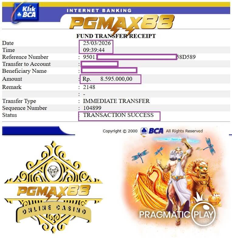 Bukti transfer kemenangan gue dari Ace333