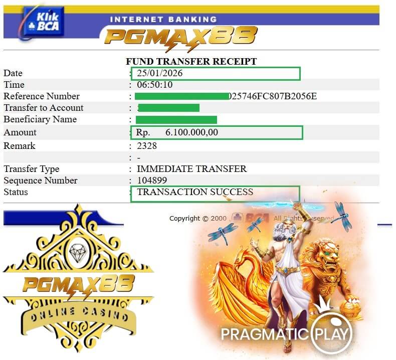 Slip transfer bank bukti kemenangan gue, nominalnya bikin melek