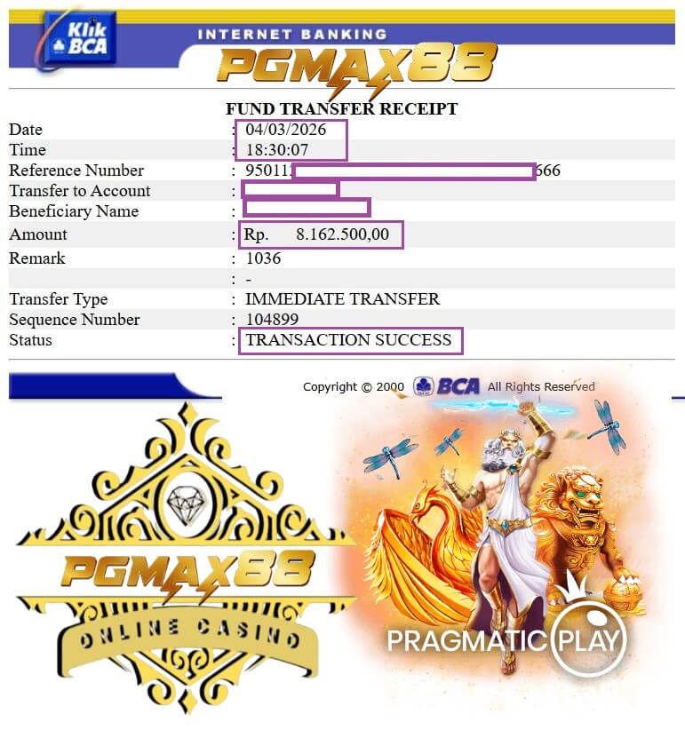 Bukti transfer jackpot gw dari Mega888