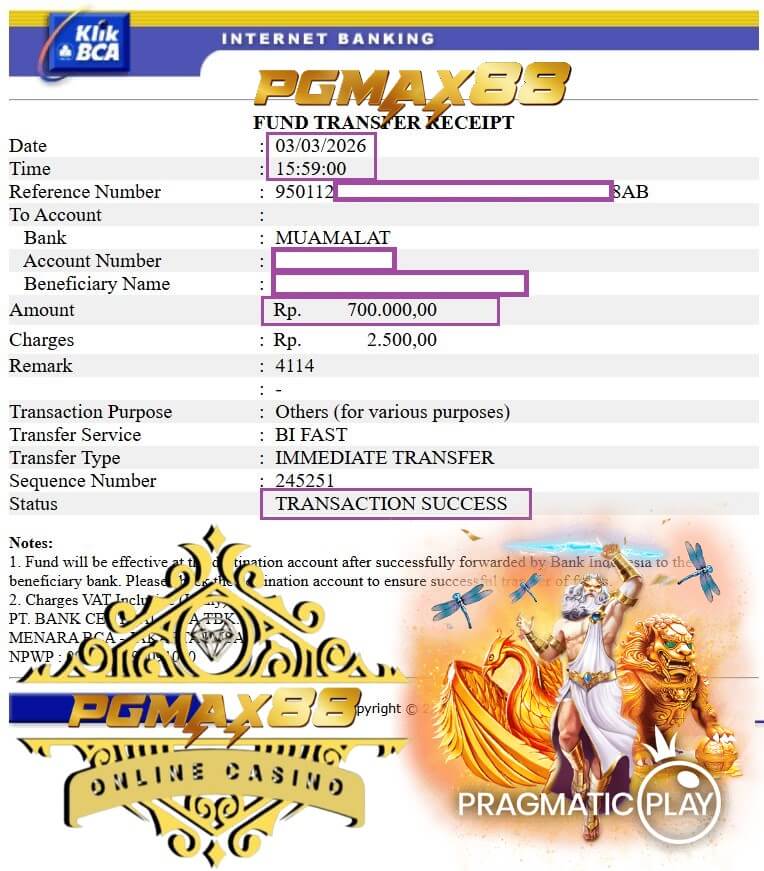 Slip transfer bank bukti kemenangan gila dari 918Kiss