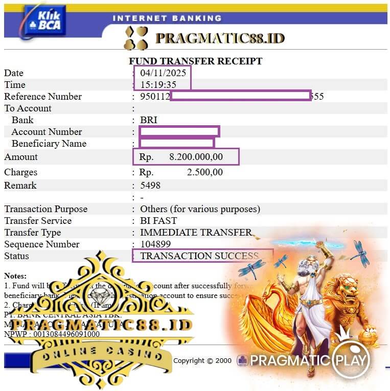 Bukti transfer kemenangan gue yang bikin merinding