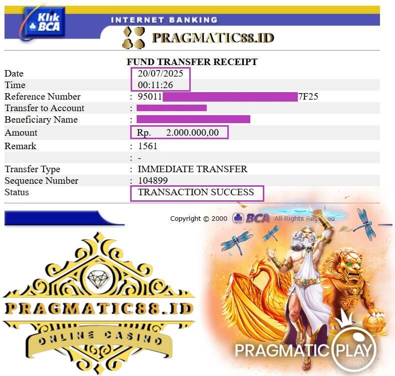 Bukti pembayaran kemenangan gue