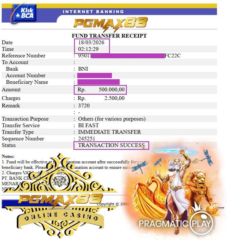 Bukti transfer kemenangan gue dari bandar