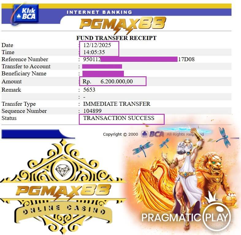 Bukti transfer kemenangan gue, nominal gede banget