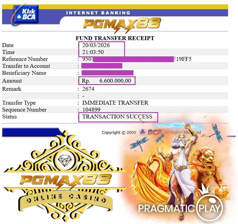 Bukti transfer kemenangan gue dari kasino online