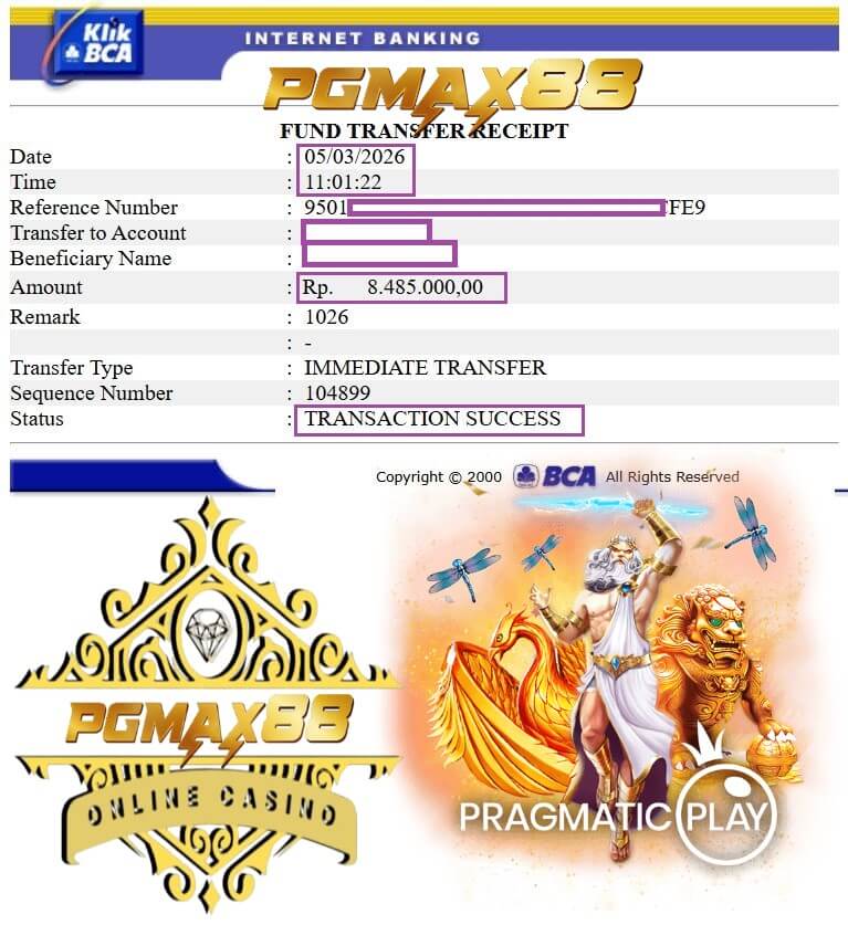 Bukti transfer kemenangan gue dari 918KISS