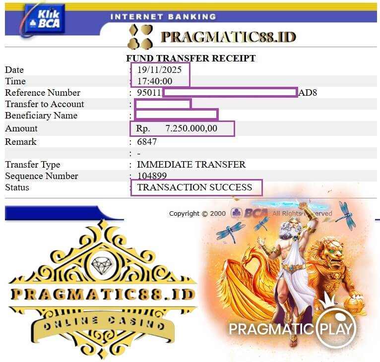 Bukti transfer kemenangan gue dari sesi gaming marathon