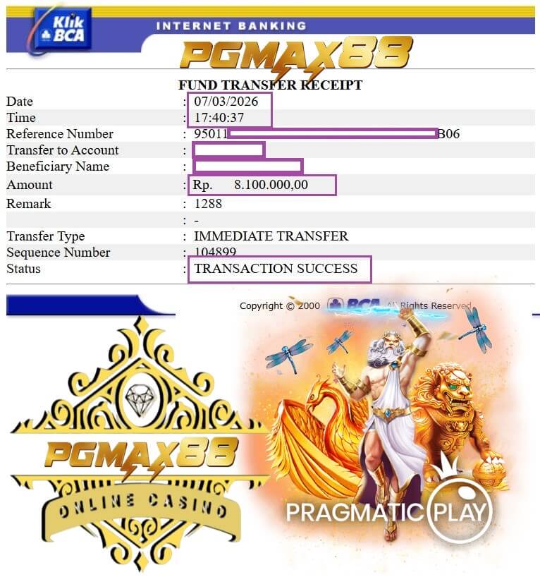 Bukti transfer kemenangan gue dari game malam itu