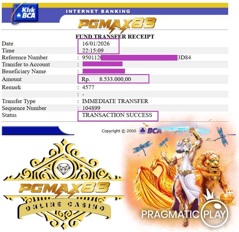 Slip transfer bank bukti kemenangan gue di Live22, nominalnya lumayan buat nambah modal