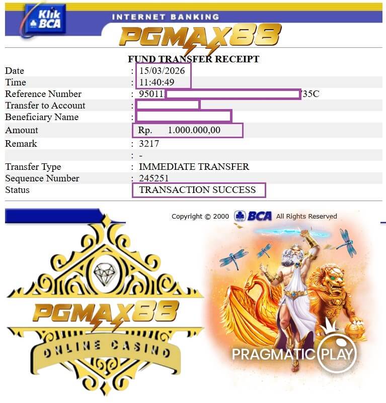 Bukti transfer kemenangan Live22, saldo langsung cair