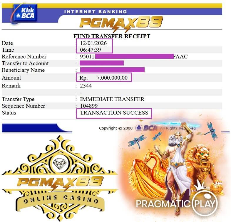 Bukti transfer kemenangan gue dari Mega888, nominalnya bikin senyum lebar