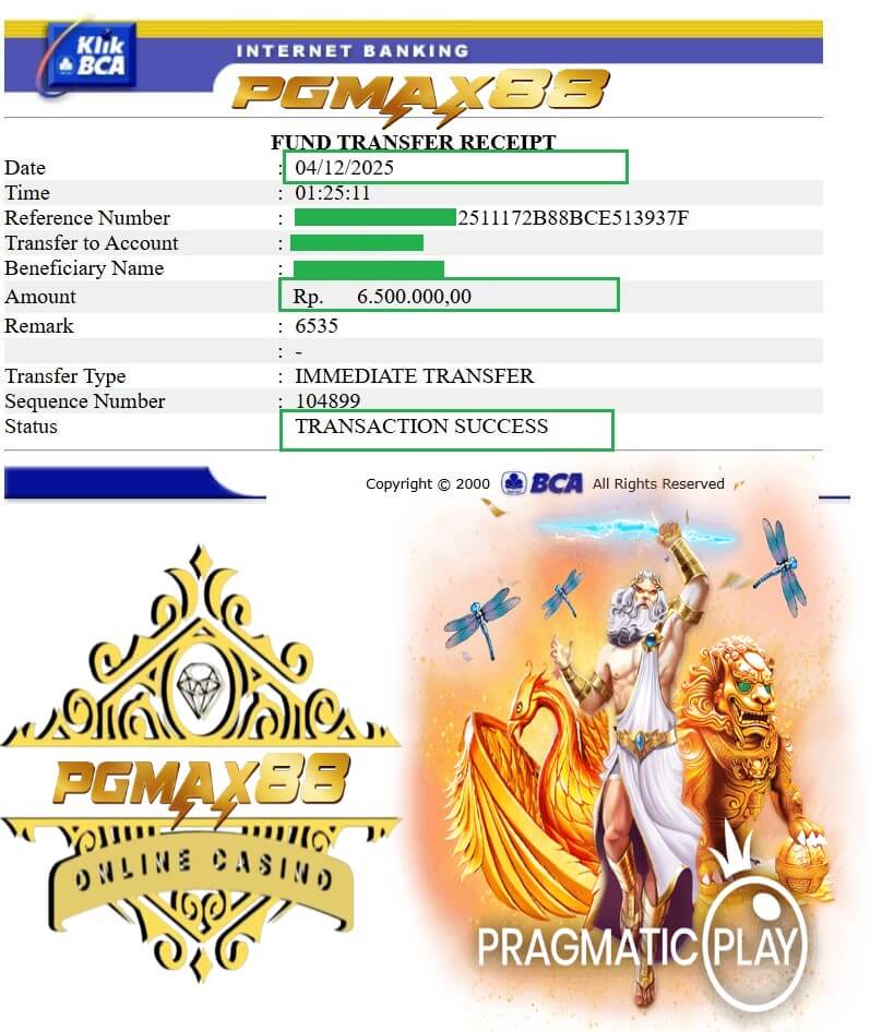 Bukti transfer jackpot NTC33 yang baru gue terima