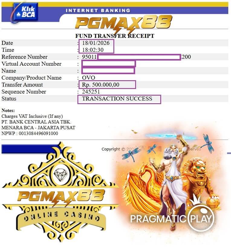 Slip transfer bukti kemenangan gue di 918KISS