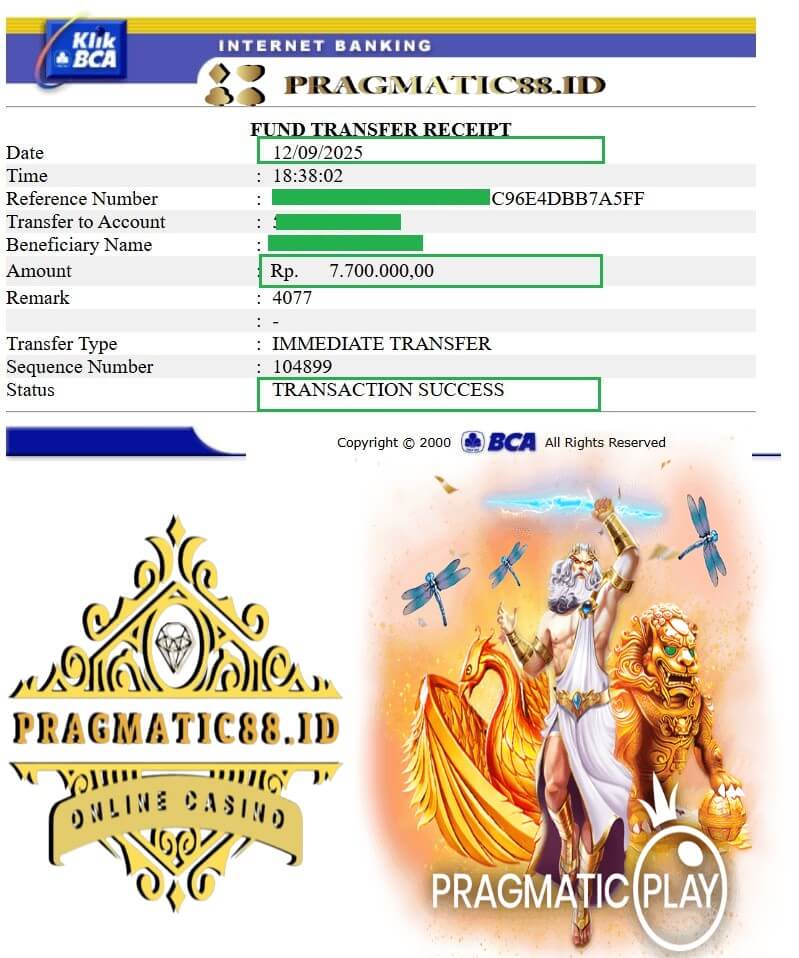 Bukti transfer jackpot LPE88 ke rekening gue