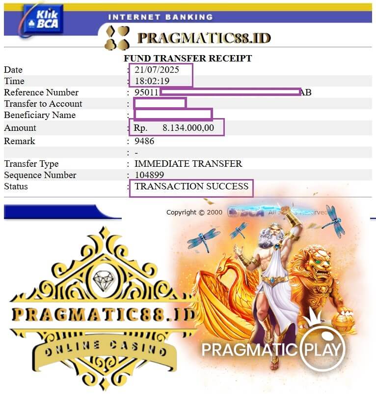 Bukti transfer kemenangan gue