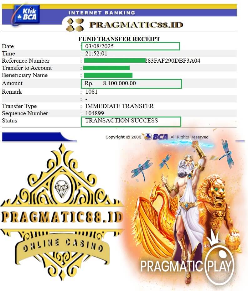 Bukti kemenangan besar John Lewis di Pussy888