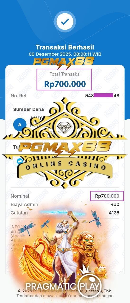 Bukti transfer kemenangan dari 918Kiss