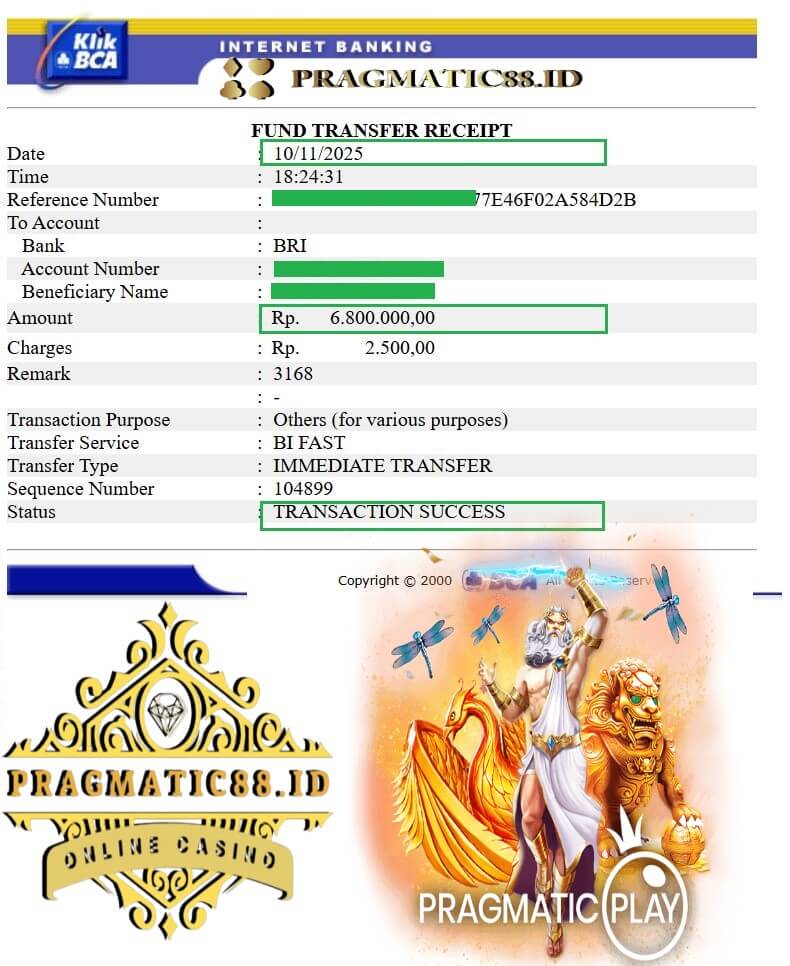 Bukti transfer kemenangan Pussy888 yang bikin merinding