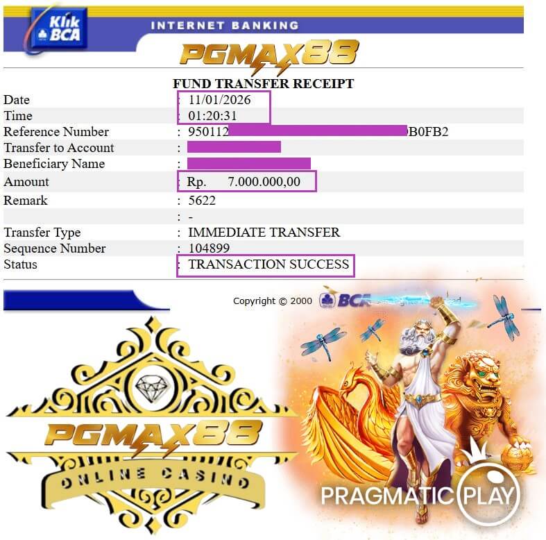 Bukti transfer jackpot slot Live22 ke rekening gue