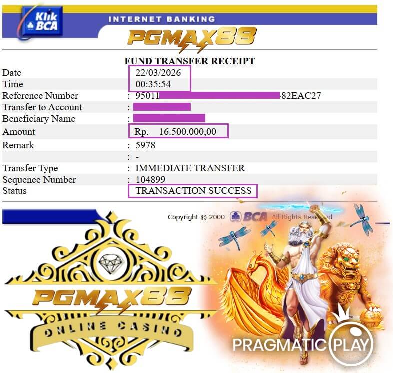 Bukti transfer jackpot slot Live22 ke rekening gue