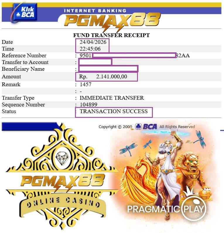 Bukti transfer kemenangan gue tembus puluhan juta