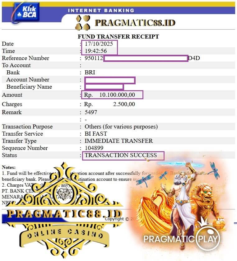 Bukti transfer kemenangan gue yang bikin merinding