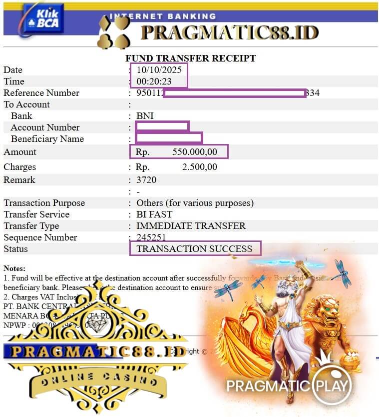 Bukti transfer jackpot Pussy888 5 juta langsung ke rekening